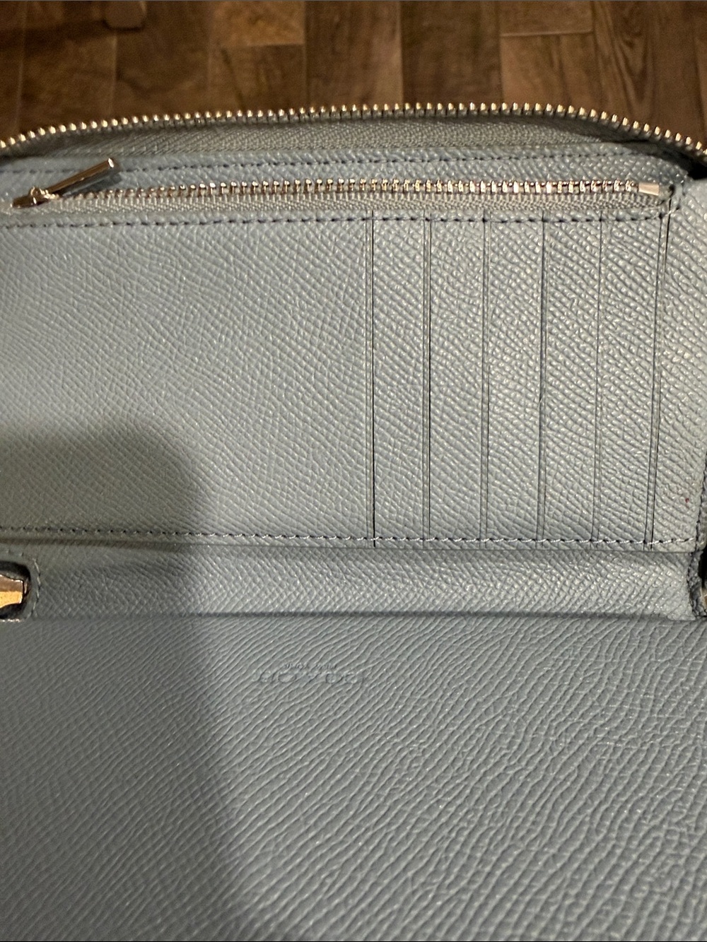 New Coach Pale Blue Zip Wristlet with silver Hardware 7”x4”x6” - Picture 5 of 6